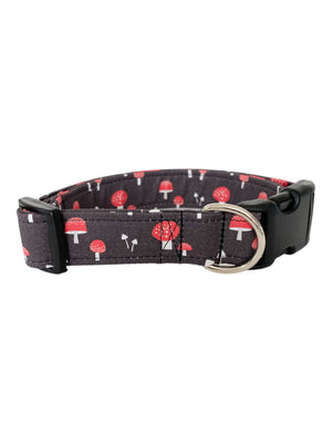 Mushrooms in Red and Black Dog Collar
