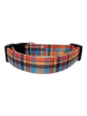 Orange Plaid Dog Collar