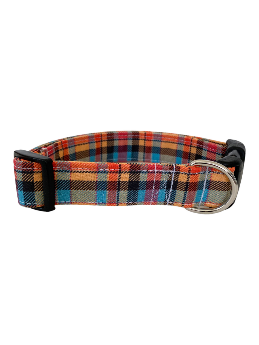 Orange Plaid Dog Collar