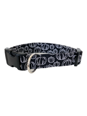 Black and White Pumpkins Dog Collar