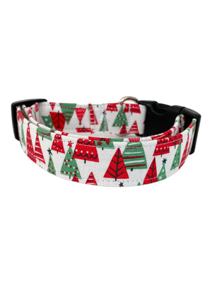 Christmas Trees in Red Dog Collar