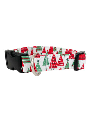 Christmas Trees in Red Dog Collar