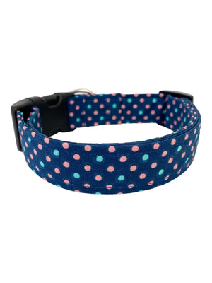 Blue Polka Dots Dog Collar