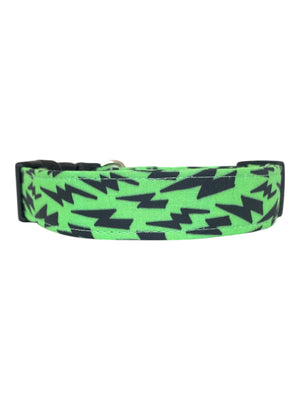 Lightning Bolts in Green Dog Collar