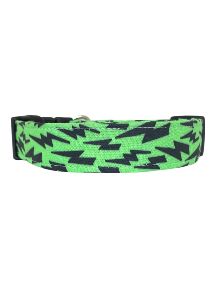 Lightning Bolts in Green Dog Collar
