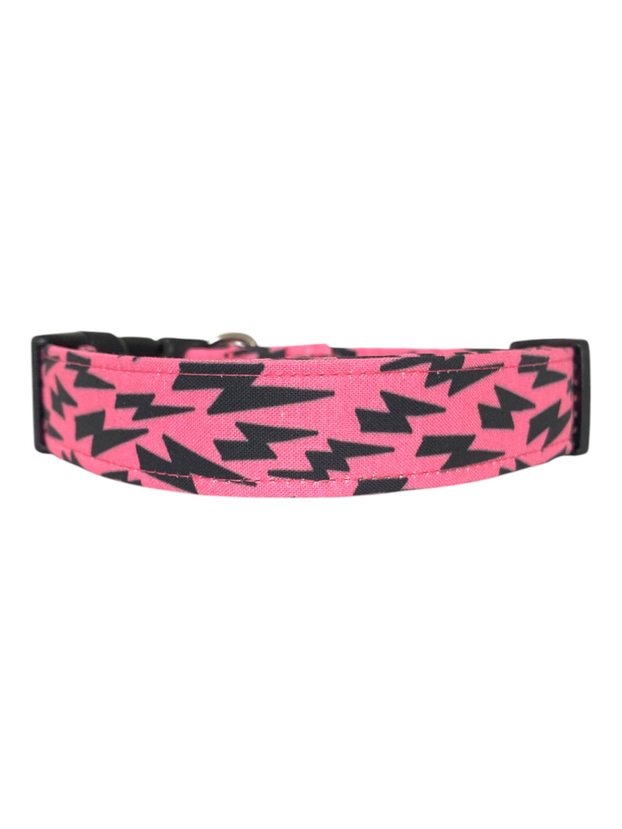 Lightning Bolts in Pink Dog Collar