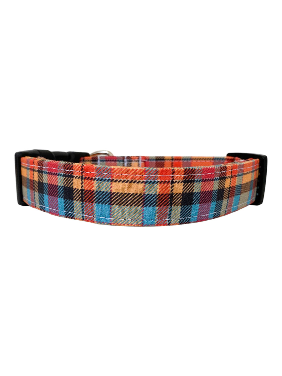 Orange Plaid Dog Collar