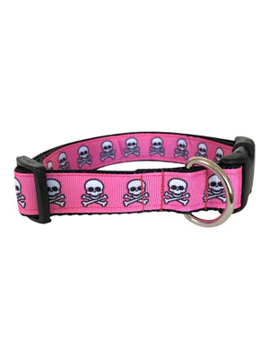 Skulls on Pink Dog Collar