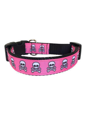 Skulls on Pink Dog Collar