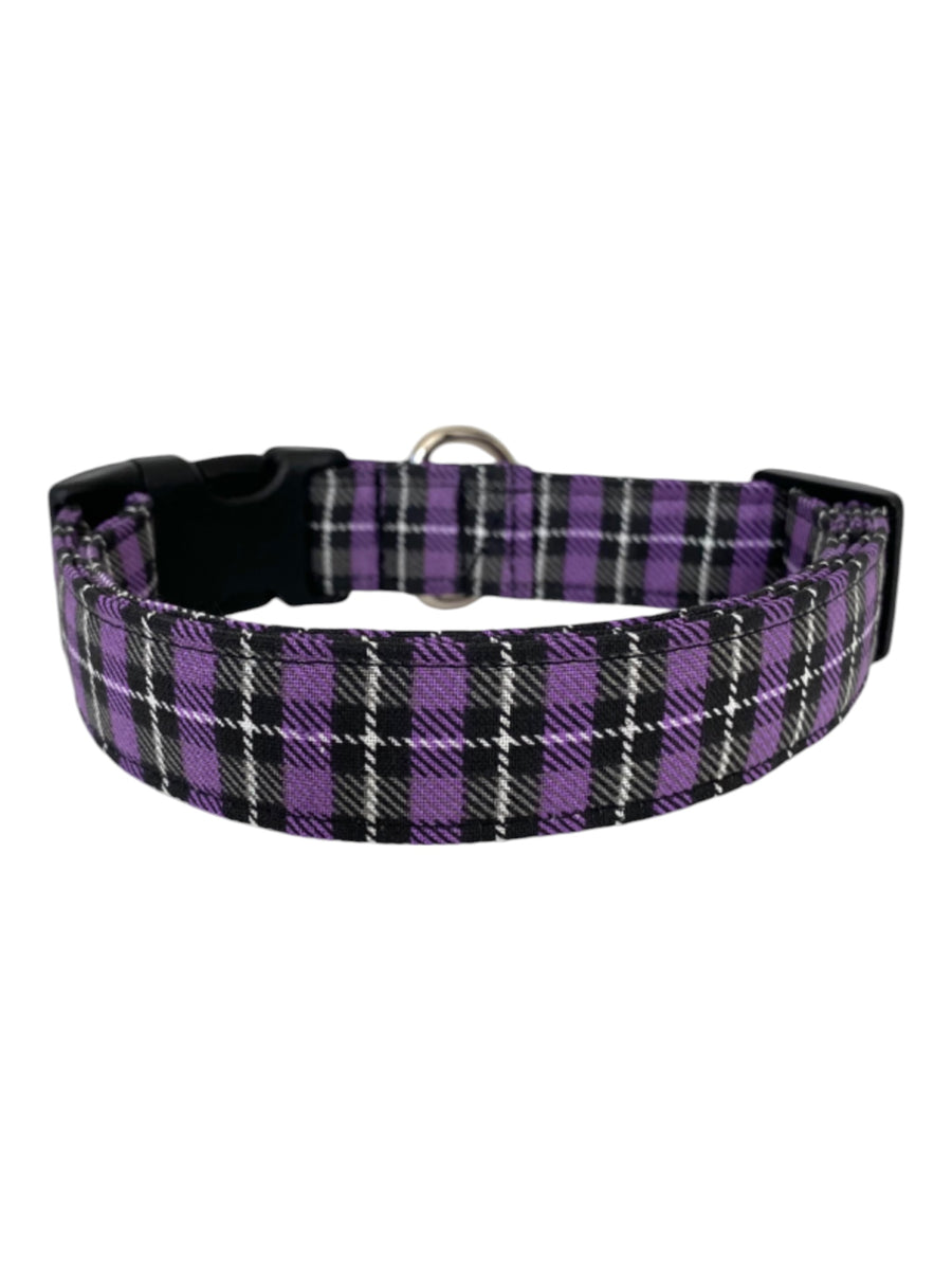 Purple Plaid Dog Collar