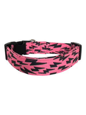 Lightning Bolts in Pink Dog Collar