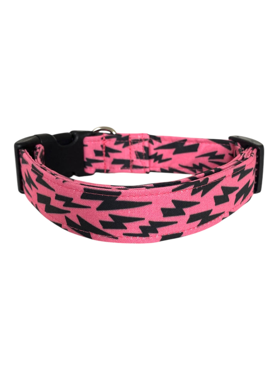 Lightning Bolts in Pink Dog Collar