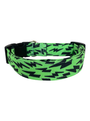 Lightning Bolts in Green Dog Collar