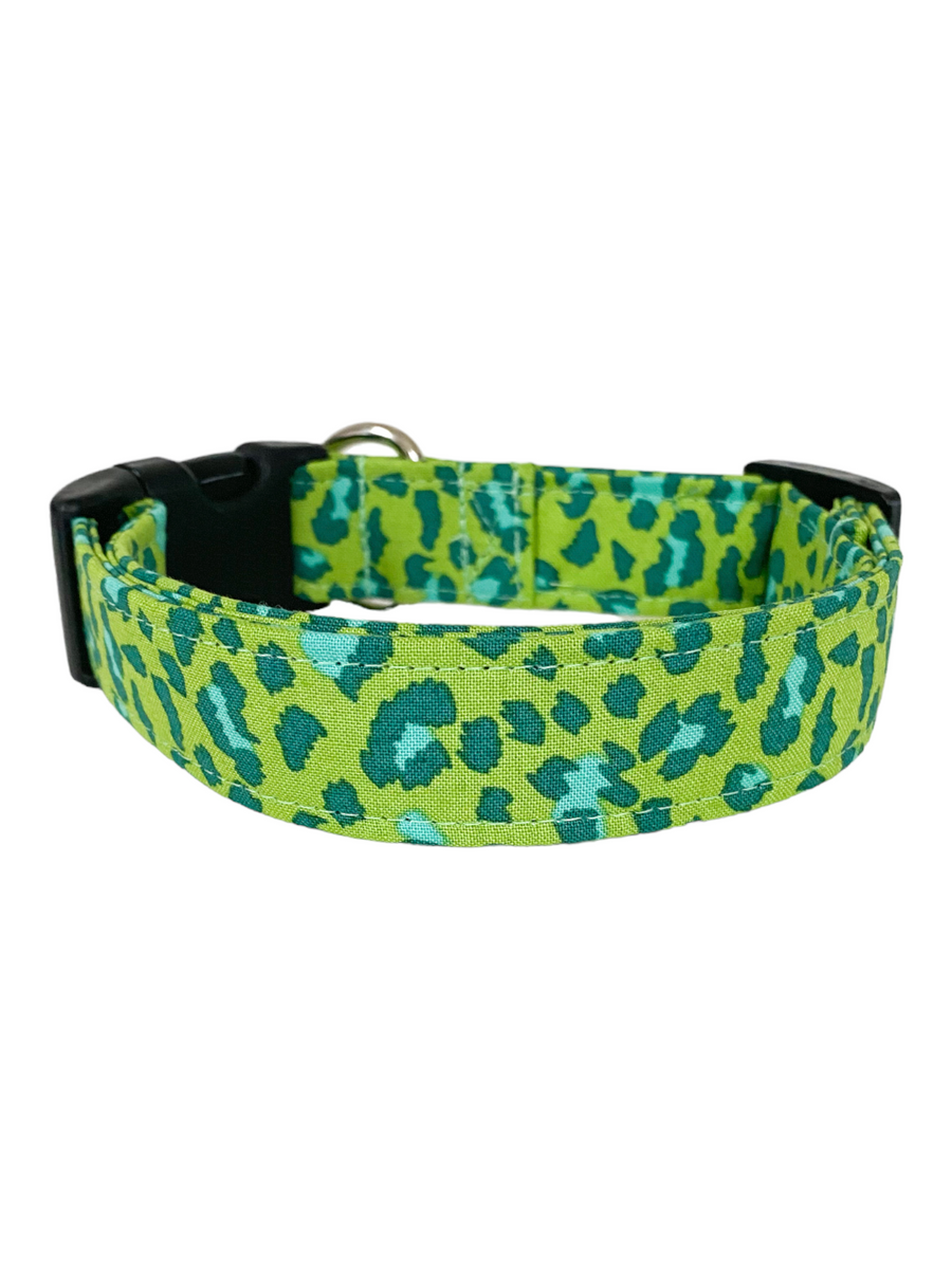 Green Leopard Dog Collar