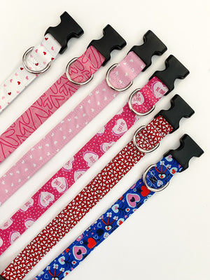 Pink and White Hearts Dog Collar