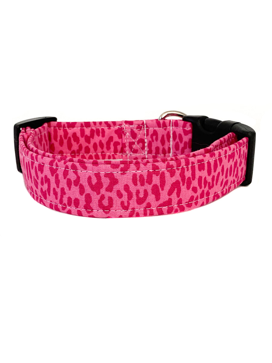Bright Pink Leopard Dog Collar