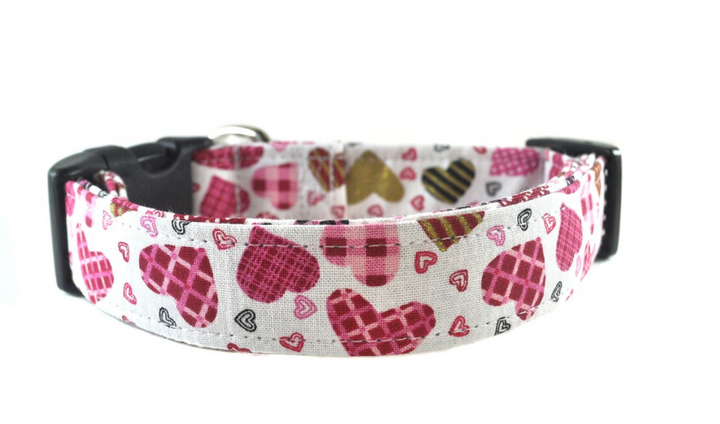 Pink Hearts Dog Collar