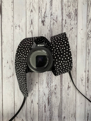 Black and White Polka Dot Camera Strap