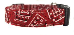 Red and White Bandana Dog Collar - Collars by Design