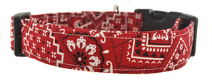 Red and White Bandana Dog Collar - Collars by Design