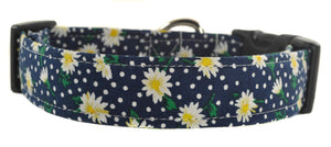 Daisies in Blue Dog Collar - Collars by Design