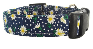 Daisies in Blue Dog Collar - Collars by Design